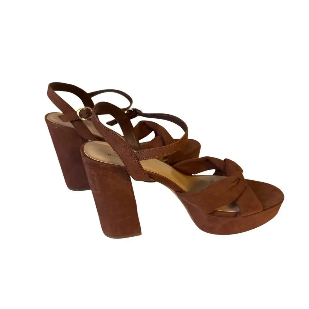 A New Day Riah Platform Heels Brown Knot Sandals Size 10
